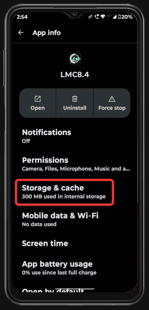 LMC 8.4 Clear the App Cache 1